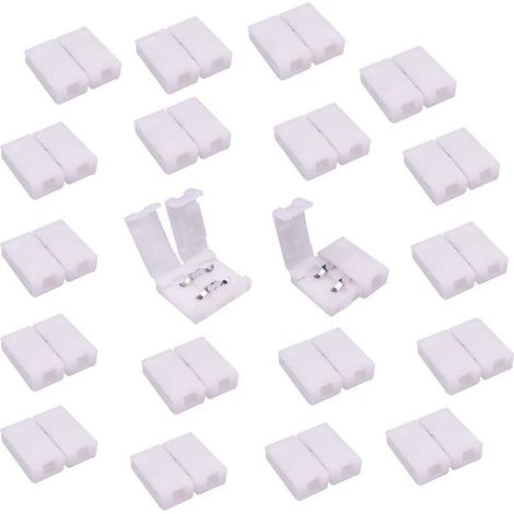 Connecteur Ruban LED Connecteur Rapides Bande LED à 2 Broches pour Strip LED SMD 5050 5630 de Couleur Unique imperméable et Non-imperméable de 10mm de Large, Soudage Gratuit (20pcs) [Classe énergétiqu