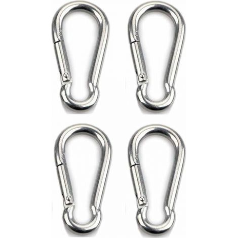 Mosquetón de fijación de 4 piezas para uso pesado, deportes, perros con bloqueo, hamaca columpio, acero inoxidable 304, grosor de 8 mm (1/4)