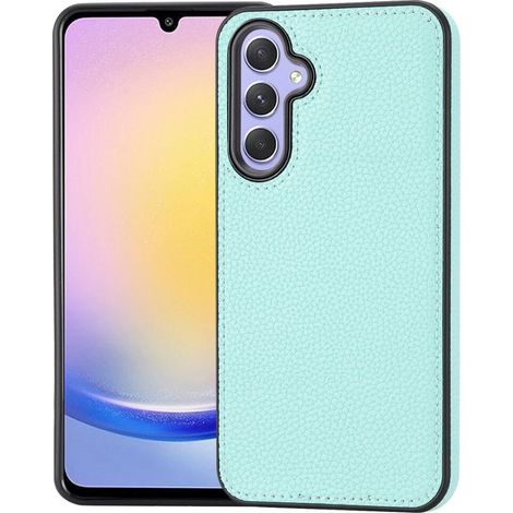 Custodia in pelle per Samsung Galaxy A25 5G, colore Lychee, blu + vetro 9H (1/5)