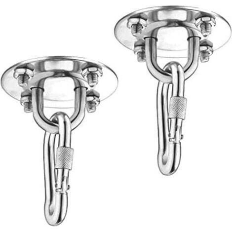 1 Pcs Lourds Crochet De Plafond, 450KG Capacité Acier Inoxydable Hamac à Suspendre kit 180°Rotation pour Béton Bois Ensembles, Chaise accrochante, Lampe accrochante, Hamac, Yoga, avec Vis de Fixatio (1/4)