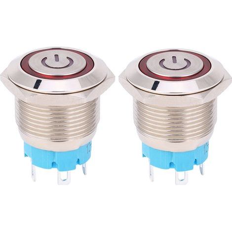 2-teiliger selbstrückstellender Drucktaster, 12–24 V DC, 16 mm, rote Kontrollleuchte, Netzteilmodell (1/5)