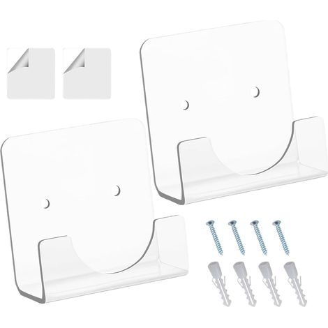 2 supports de barre de douche en acrylique, support de tuyau invisible, support durable, fixation murale adhésive transparente pour barre de douche, installation facile des supports de tringle à ridea (1/5)