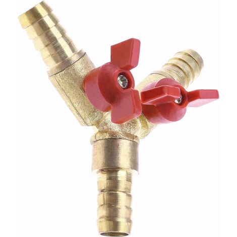 Elkuaie Robinet à Bille 3 Voies en Laiton - Répartiteur - Pour Air Eau Gaz - 1 Pièce - Argent (1/4)