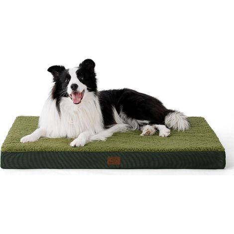 Hundebett orthopädisches waschbar L 91 x B 69 x H 8 cm Dunkelgrün (1/5)