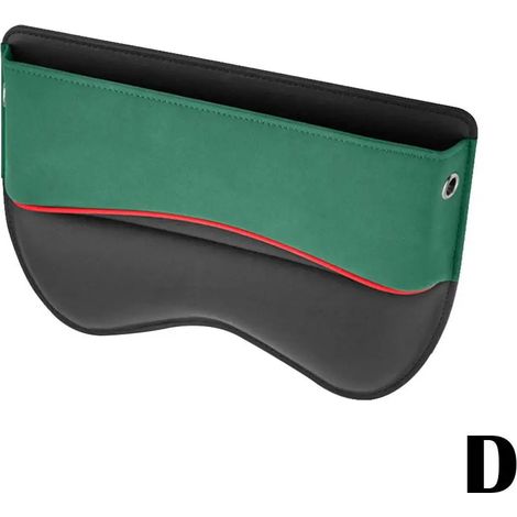 Poche de rangement latérale en daim vert pour siège auto, boîte de rangement en cuir PU pour combler l'espace entre les sièges et ranger les pièces intérieures. (1/5)