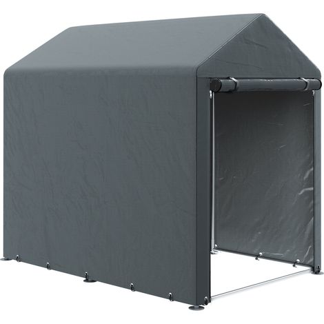 Capanno Box per Attrezzi da Giardino 120x179x165 cm Tenda in PE anti UV e Metallo Grigio scuro (1/5)