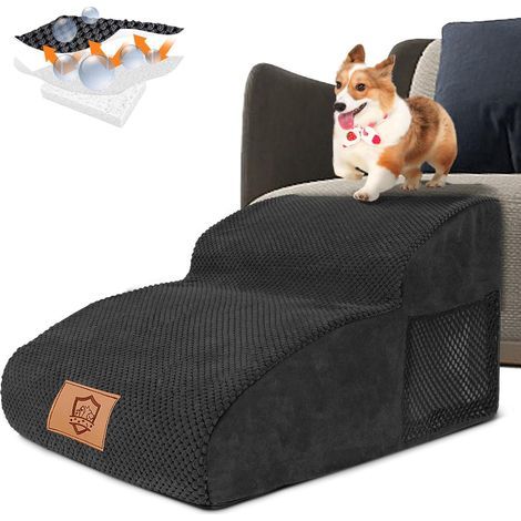 1 Hundetreppe mit 2 Stufen, 30D-Schaumstoff, waschbarer, rutschfester Bezug für ältere Haustiere (1/5)