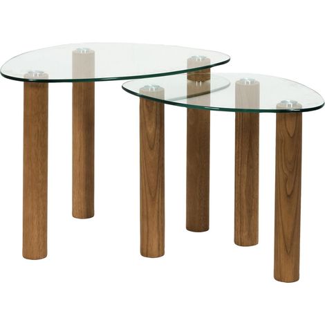 Lot de 2 Tables Gigognes en Verre "Clara" 60cm Transparent (1/5)
