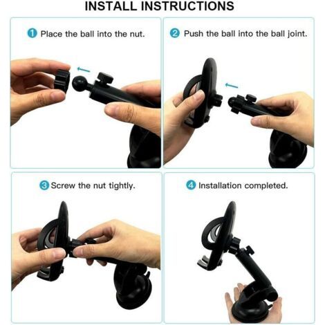 Support de téléphone de voiture, tableau de bord [2 en 1], rotatif à 360°, support de voiture portable universel, type ventouse, support de pare-brise. (1/3)