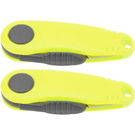 Lot de 2 mini ciseaux à ligne de badminton, ciseaux rapides en forme de crevette, coupe-ligne de pêche pliables et portables pour l'extérieur, jaune fluo (1/5)