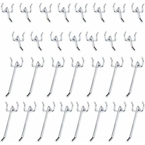 30 Pcs Panneaux Perforés Crochets Métal Crochets pour Panneau perforé accessoires-10 cm et 5 cm Crochet Simple Ensemble Pour Les Garages, Les Remises à Outils,Les Ateliers-RAPANDA (1/4)