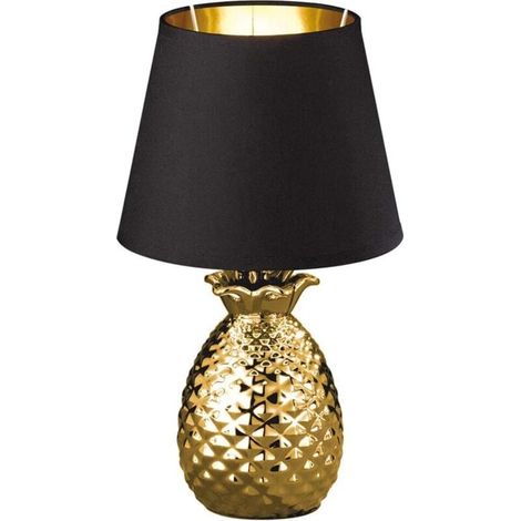 Lampe ananas réaliste sur la table, dorée Lampe d'établi (1/4)