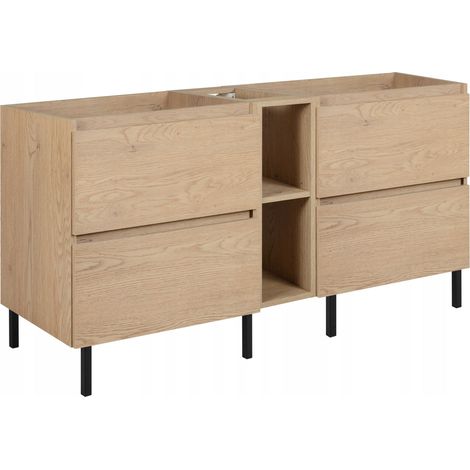 Einzelne Waschtischunterschrank - 140 cm - Helle Eiche - Minimalistisches Design - Mit Regal