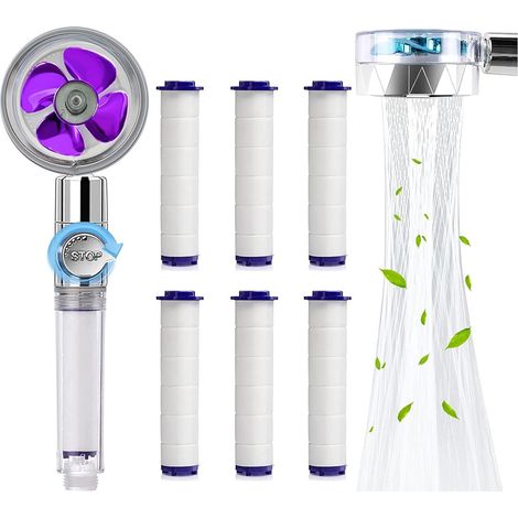 ZOLGINAH Douchette, Pommeau de Douche Anti Calcaire Economie Deau, Pommeau de Douche Helice Haute Pression Filtre à Trois Niveaux Système de Filtrage avec Filtre 6 Coton PP Remplaçable (1/5)