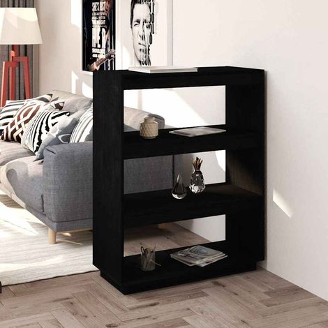 vidaXL Book Cabinet/Room Divider Black 80x35x103 cm Solid Wood Pine (1/5)