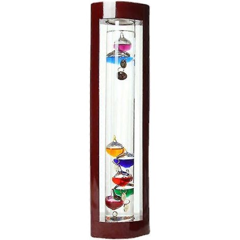 HONORNIC - Thermomètre en verre - sphère multicolore - cadre en bois de cerisier - design élégant