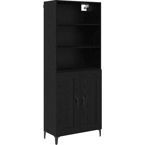 Aparador alto 2 pcs Roble negro Madera de ingeniería vidaXL