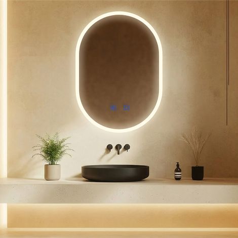 MAERTS-E 600x800mm Oval LED Bathroom Mirror with Demister Touch (1/5)