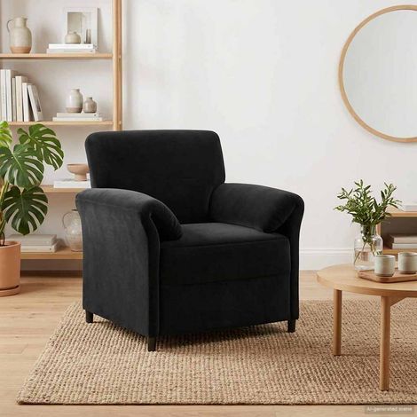 vidaXL Canapé 1 place Noir 88 x 83 x 95 cm Velours (1/5)