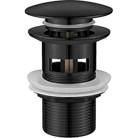 Bonde de lavabo à clapet, bonde à fente avec trop-plein pour lavabo de salle de bain, filetage 1/4" BSP, double joint en silicone, chromée, noire (1/5)
