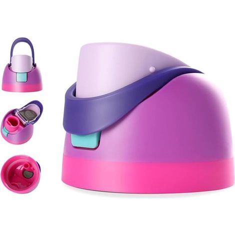 Couvercle de remplacement compatible Owala – Couvercle à bouton-poussoir pour gourdes 16 oz 24 oz 32 oz et 40 oz – Anti-fuite et sans BPA – Rose violet (1/5)
