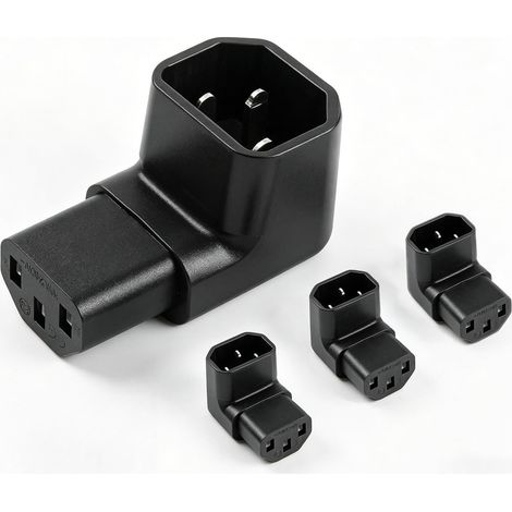 4Pcs Câble Alimentation Coudé C14 à C13, 90 Degrés vers Le Bas Adaptateur Secteur, 250V 10A 3 Broches, Connecteur IEC C13 Câble Alimentation Coudé pour Ordinateurs, Baies PDU et Appareils Électriques (1/5)