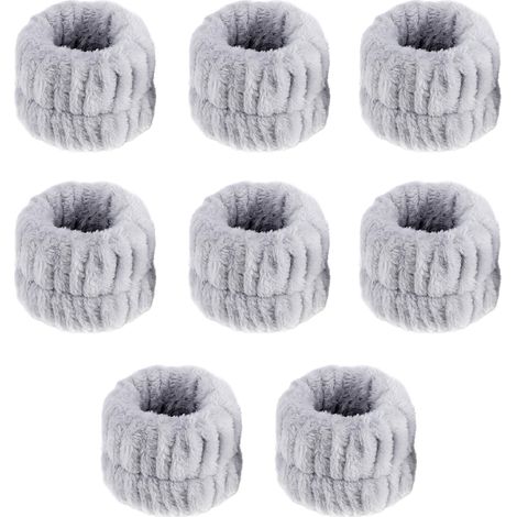 Bracelets Absorbants pour Lavage du Visage Gris, Lot de 8 Manchettes Anti-éclaboussures pour Femme (1/5)