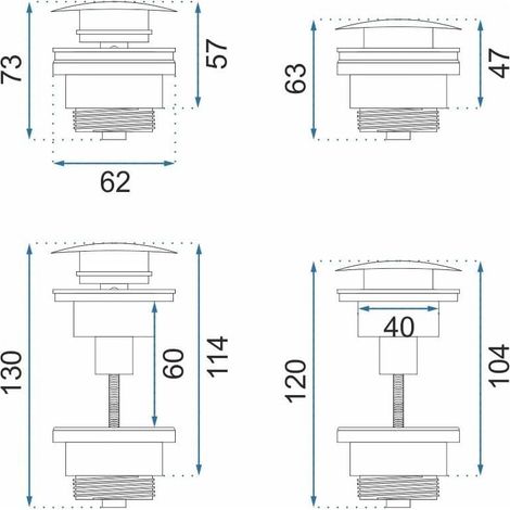 1 - Waschbeckenablauf - Messing - Klick-Klack-System mit Überlauf - Für Badezimmer - Mattweiß - 4,5 cm (1/3)