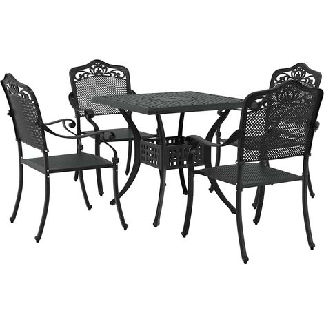 Maison Exclusive - Set di Tavolo da Giardino 5 pcs Nero Alluminio pressofuso