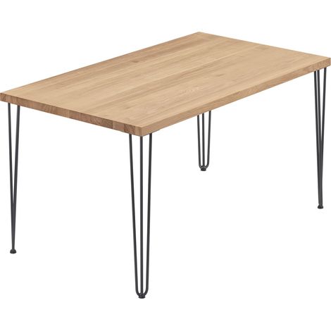 LAMO Manufaktur Esstisch Küchentisch, 120x80x76 cm (AxBxH), Creative, Natur / Rohstahl mit Klarlack, LEG-01-A-002-0000Cr