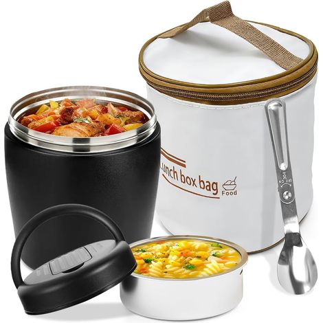 1200ml Insulated Food Container with Bag and Leak-Proof Stainless Steel Spoon for Outdoor Use - Keeps Food Hot or Cold - Umami Food Thermos