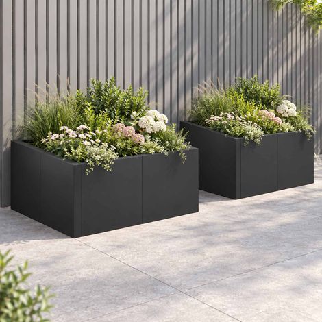 vidaXL Retaining Wall 4 pcs 100 x 100 x 40 cm Steel Black (1/5)