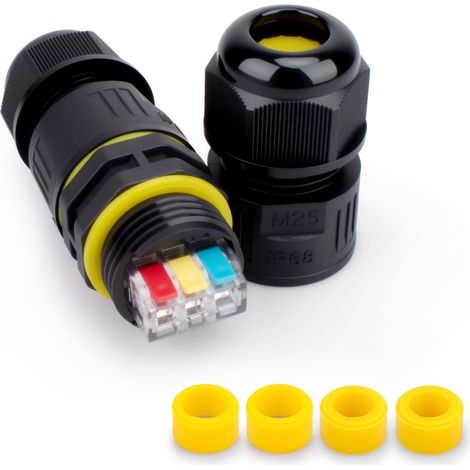 1 pièce Connecteur de câble extérieur étanche amélioré, connexion rapide M25, D33 pour câble de 5 à 8 mm, avec 4 pièces de serre-fil et bouchon en caoutchouc (1/5)