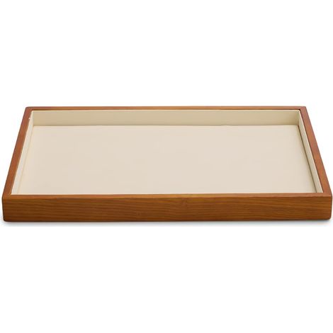 plateau à bijoux en bois massif empilable avec tiroir et vitrine - blanc crème