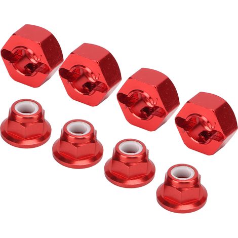 12-mm-Sechskant-Radnabenadapter aus Aluminiumlegierung mit abriebfester Schraube für 1/10- und 1/12-RC-Cars (Rot). (1/5)