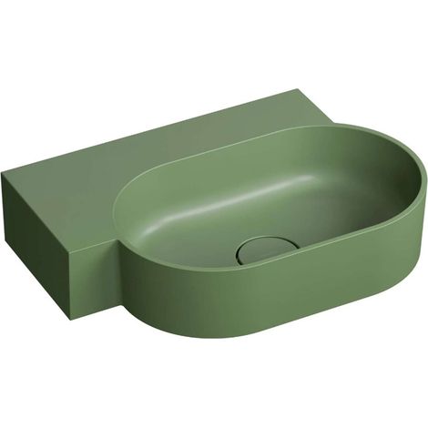 OMNIRES Ovo M+ - Waschbecken 56 x 39 cm, ohne Überlauf, ohne Armaturenloch, links, Olive matt OVO555UWLOL (1/5)