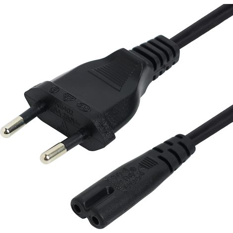 Cavo di alimentazione da 1,5 m, cavo di alimentazione per TV, da spina europea a spina a 2 pin a forma di otto, compatibile con TV Philips, Samsung, stampanti, monitor per PC... (Nero) (1/5)