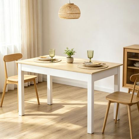 Tavolo da pranzo rettangolare 119 x 70 x 75 cm, 4-6 persone, rovere e bianco DESVIAE (1/5)