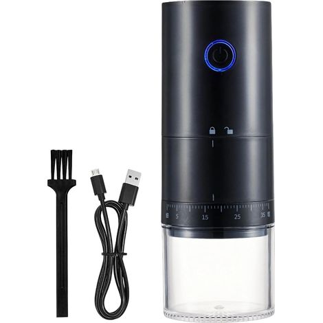 Universelle Kaffeemühle mit Keramikscheibe, elektrisch und tragbar, USB-aufladbar, einstellbarer Mahlgrad, leises automatisches Mahlwerk. (1/5)