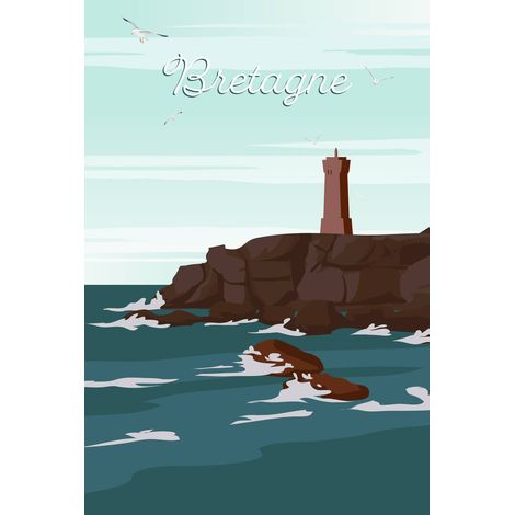 Tableau sur toile illustration phare de Men Ruz 30x45 cm - Impression sur Toile Murale Décorative - Image imprimée en HD sur Toile - Toile sur Châssis en Bois FSC - Fabriqué en France (1/5)
