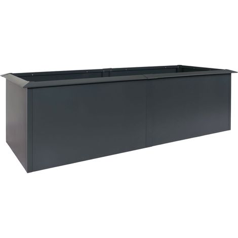 [NEUWERTIG] Hochbeet HHG-190, Metallhochbeet Gemüsebeet Blumenkasten Pflanzkübel, Schneckenkante 78x250x90cm Eisen 65kg, anthrazit