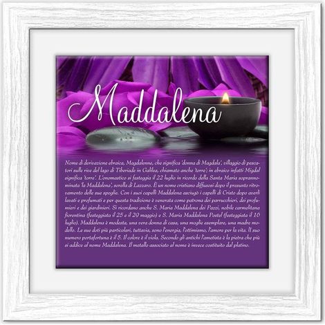 Lupia - Quadro mattonella Ceramica Modern White 29x29 cm con significato del nome Maddalena (1/4)