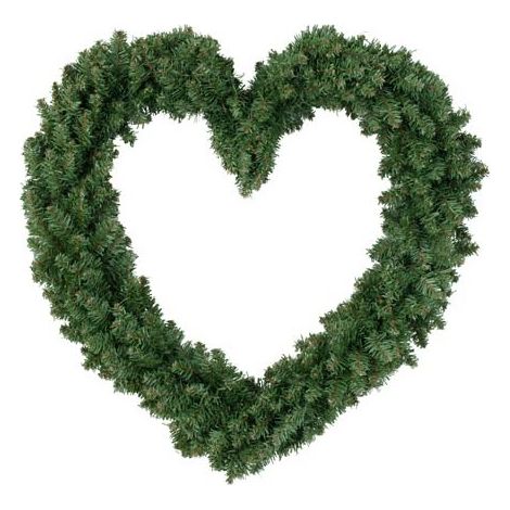 Green Christmas Wreath Heart Shaped 50cm