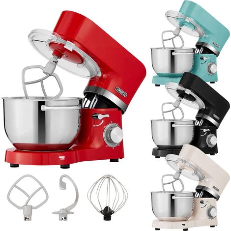 Arebos – Robot pâtissier 1500W 4,5 & 5,5 L acier inoxydable – 6 vitesses – Technologie d'agitation planétaire – Accessoires inclus