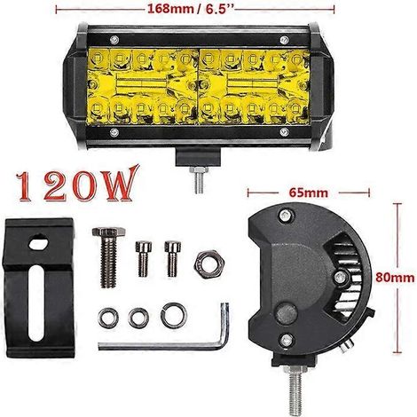 Barre lumineuse LED ambre 4-28 pouces, projecteurs LED, faisceau combiné, phares de travail LED pour voiture, tracteur, tout-terrain, 4x4, camion, SUV, quad, 7 pouces, 1 pièce, 120 W (1/5)