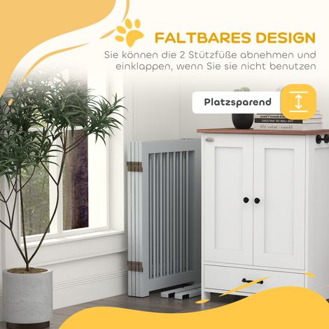 Barrière chien autoportante 4 panneaux souple pin gris clair 204x36x75 cm (1/4)