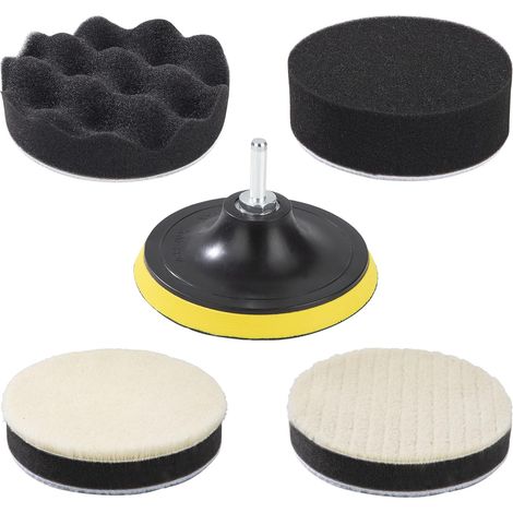 Kit de esponjas para pulir, almohadillas de pulido con adaptador para taladro, 125 mm/5 pulgadas, disco de pulido, almohadillas de pulido para compuestos automotrices para automóviles, pulidora y cera