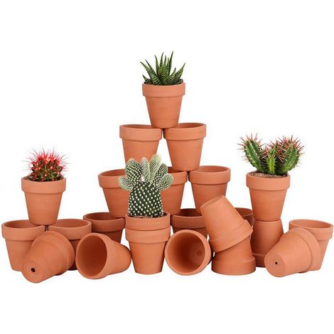 Lot de 28 Pots de Fleurs,Petite Terre Cuite Pots avec Trou de Drainage pour l'intérieur, extérieur, Plante Jardin Balcon Décoration Mariage Fête Maison et Chambre 5.5cm (1/5)