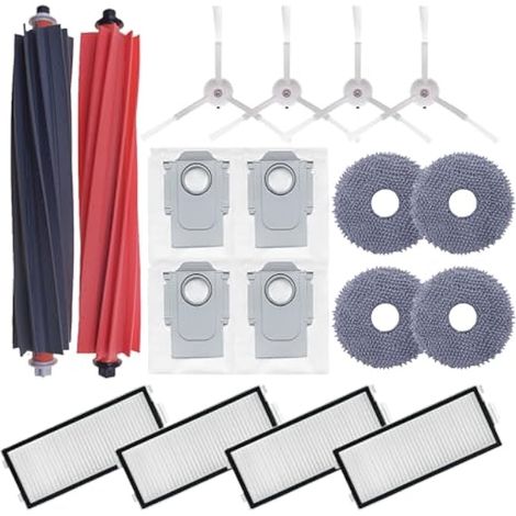 Pièces de rechange compatibles avec Roborock Qrevo Master/Qrevo Slim, accessoires pour robot aspirateur, 1 brosse à rouleau, 4 filtres, 4 brosses latérales, 4 tampons à serpillère, 4 sacs à (1/5)