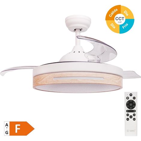 Ventilatore da soffitto "Buccheri" con luce LED dimmerabile e telecomando (36W 3CCT 3547lm) bianco e effetto legno